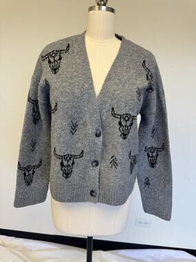 Telluride Western Sweater Cardigan Sz Large Womens Rodeo Cow
